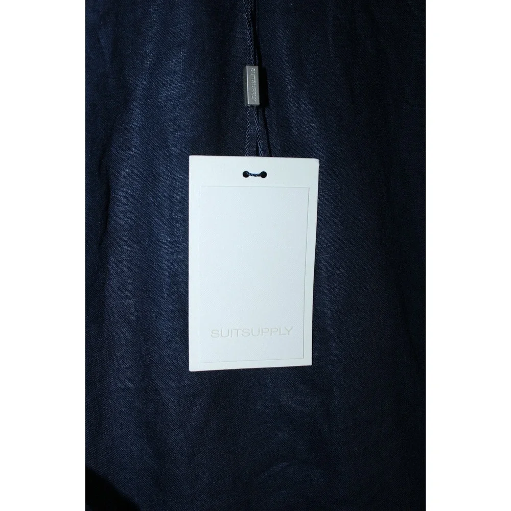 NWT Suitsupply Men's Size IT 40/38 Waist Navy Blue Linen Bennington Pleat Shorts - Picture 4 of 11